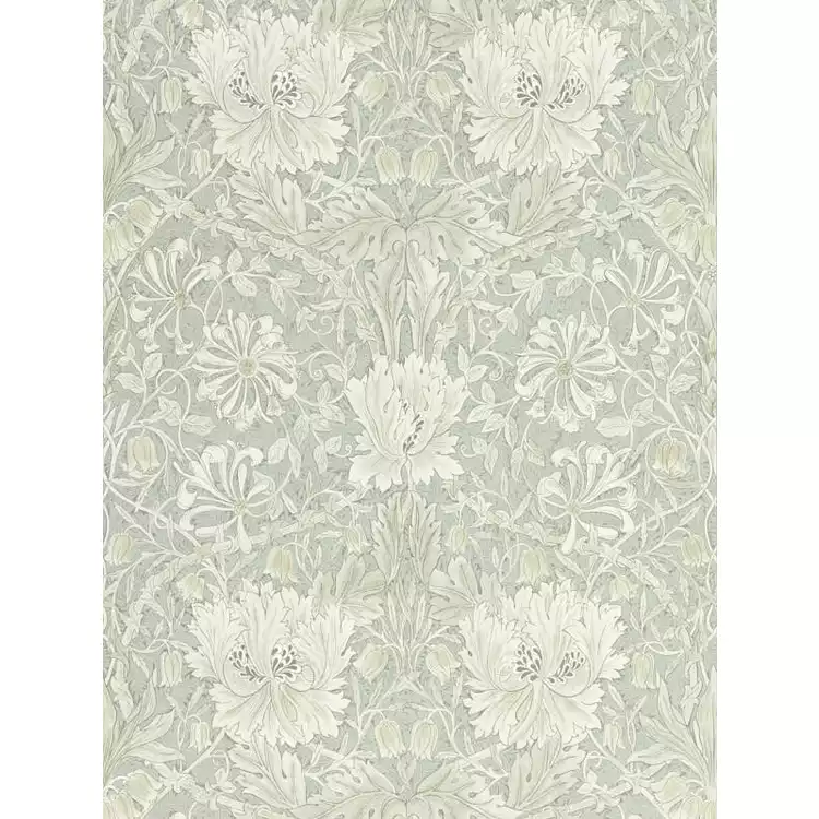 Morris & Co. Honeysuckle and Tulip Grey Floral Wallpaper
