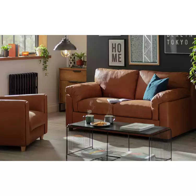 Habitat Florence Leather 2 Seater Sofa - Tan