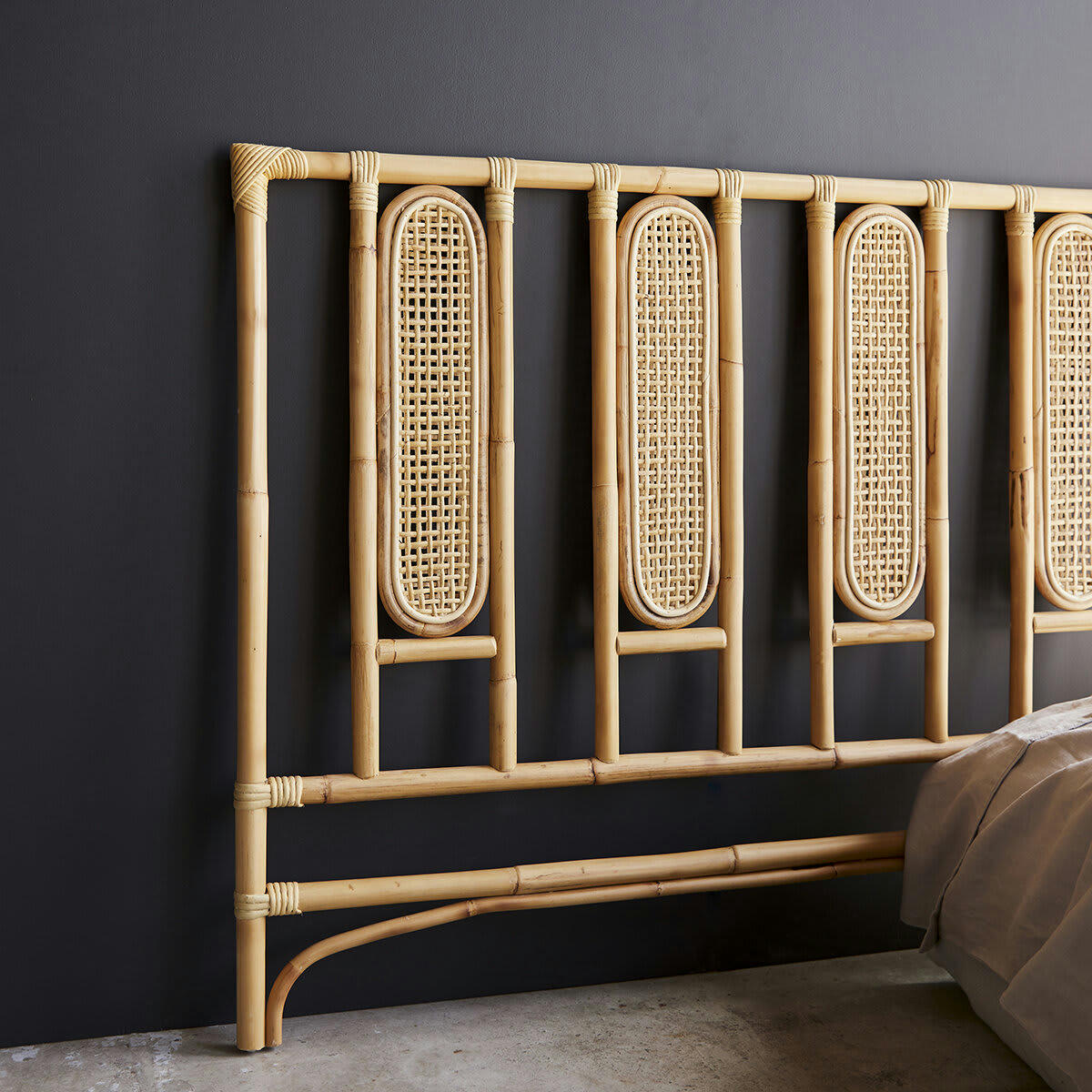 PAULETTE - Tête de lit en rotin cannée 160 cm