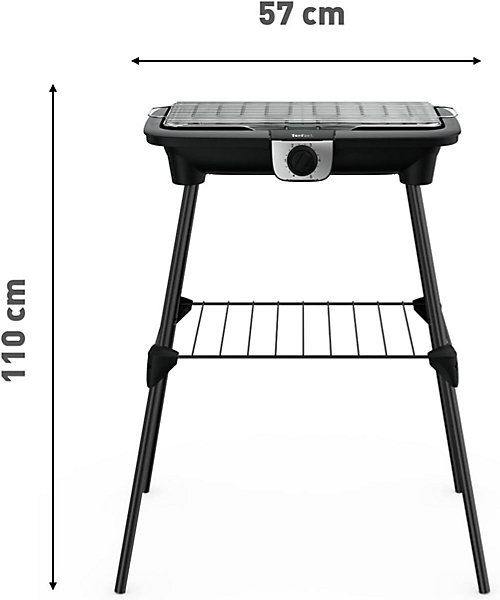 Barbecue Electrique sur Pieds Puissant 2500W avec Thermostat Reglable et Grille Inox