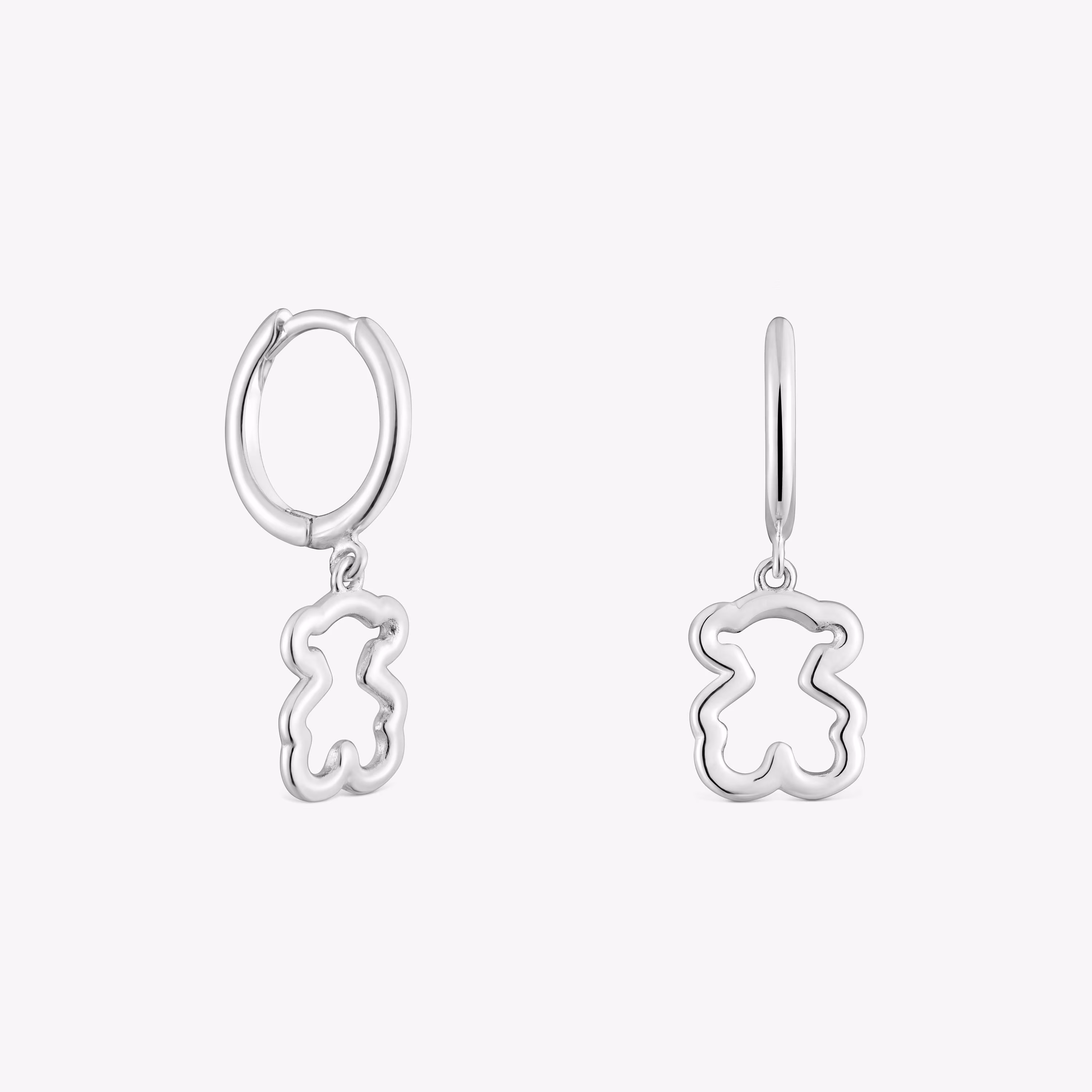 Pendientes aro y motivo oso de plata New Silueta