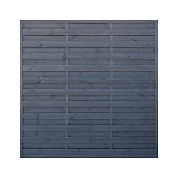 Panneau droit de clôture en bois anthracite ép.25 mm L 180 x H.180 cm
