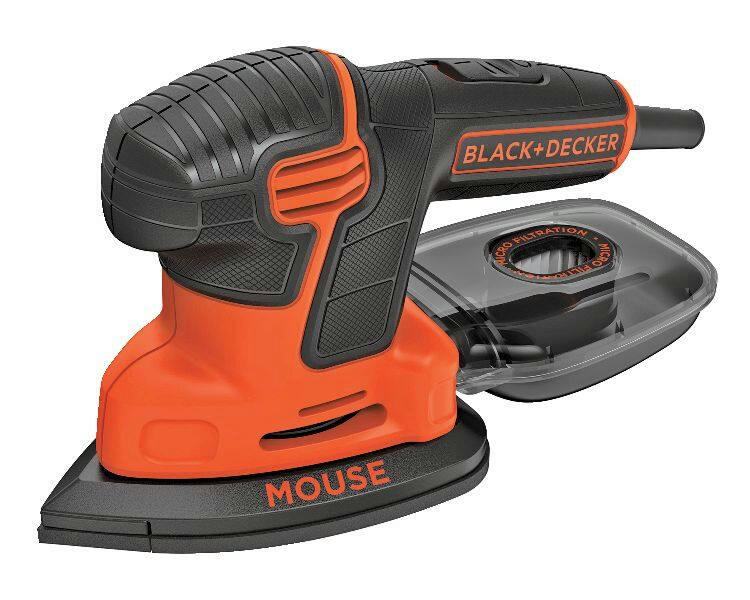 Black + Decker BDEMS600 Mouse 1.2A Corded Single Speed Detail Sander with Dust Canister