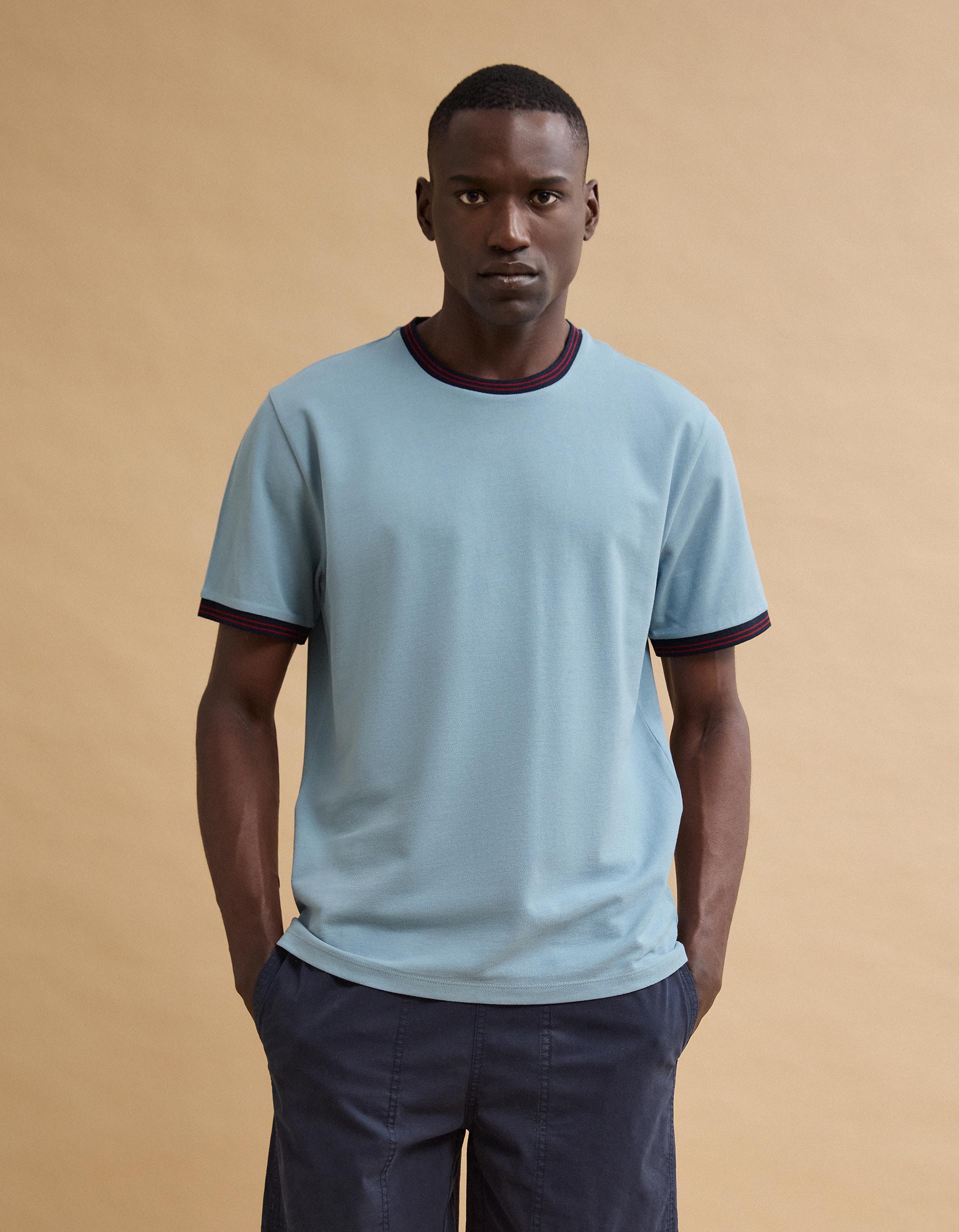 T-shirt Piquet, Homem, Azul Claro