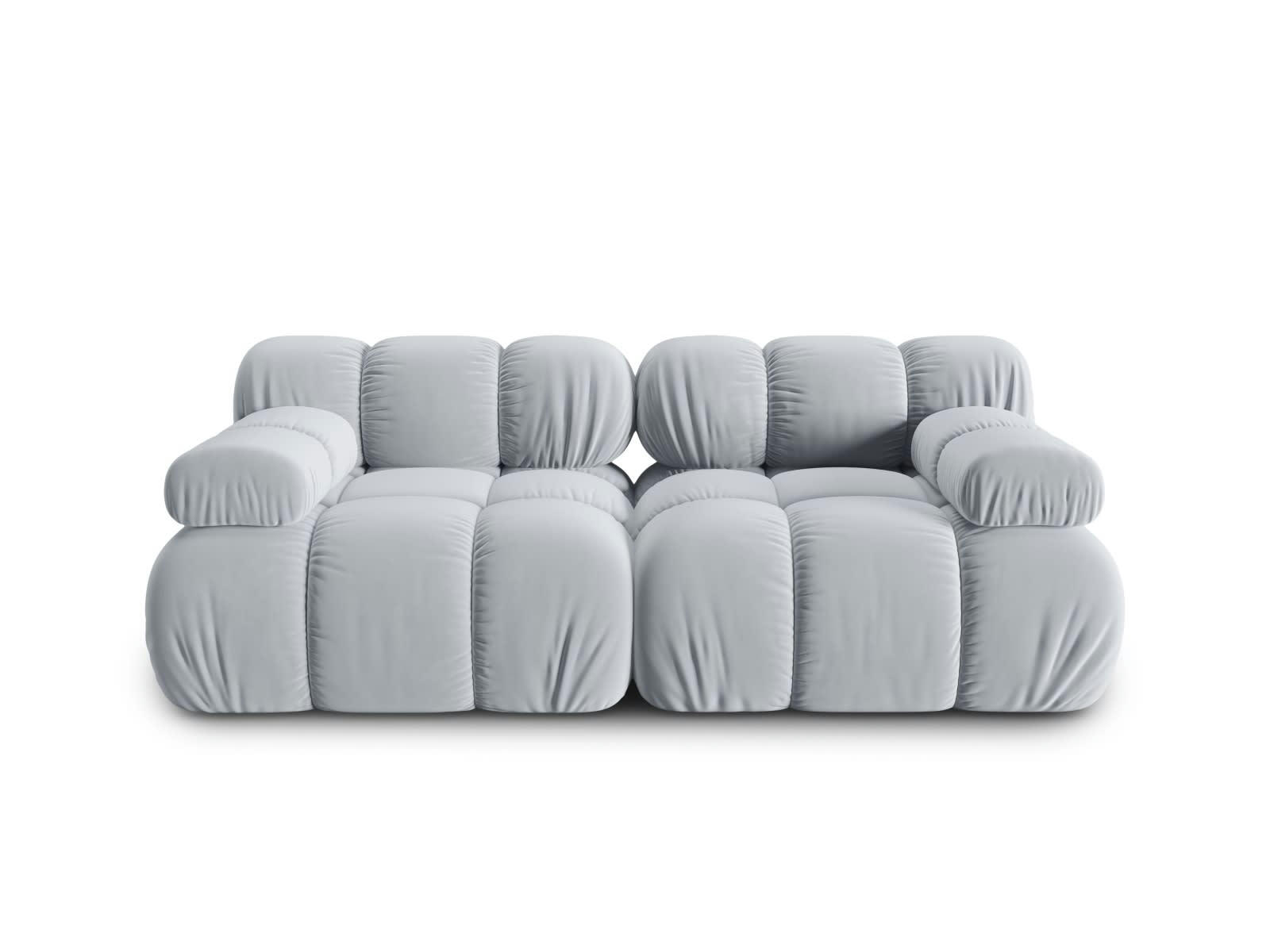 BELLIS - Canapé modulable 2 places en tissu velours bleu clair