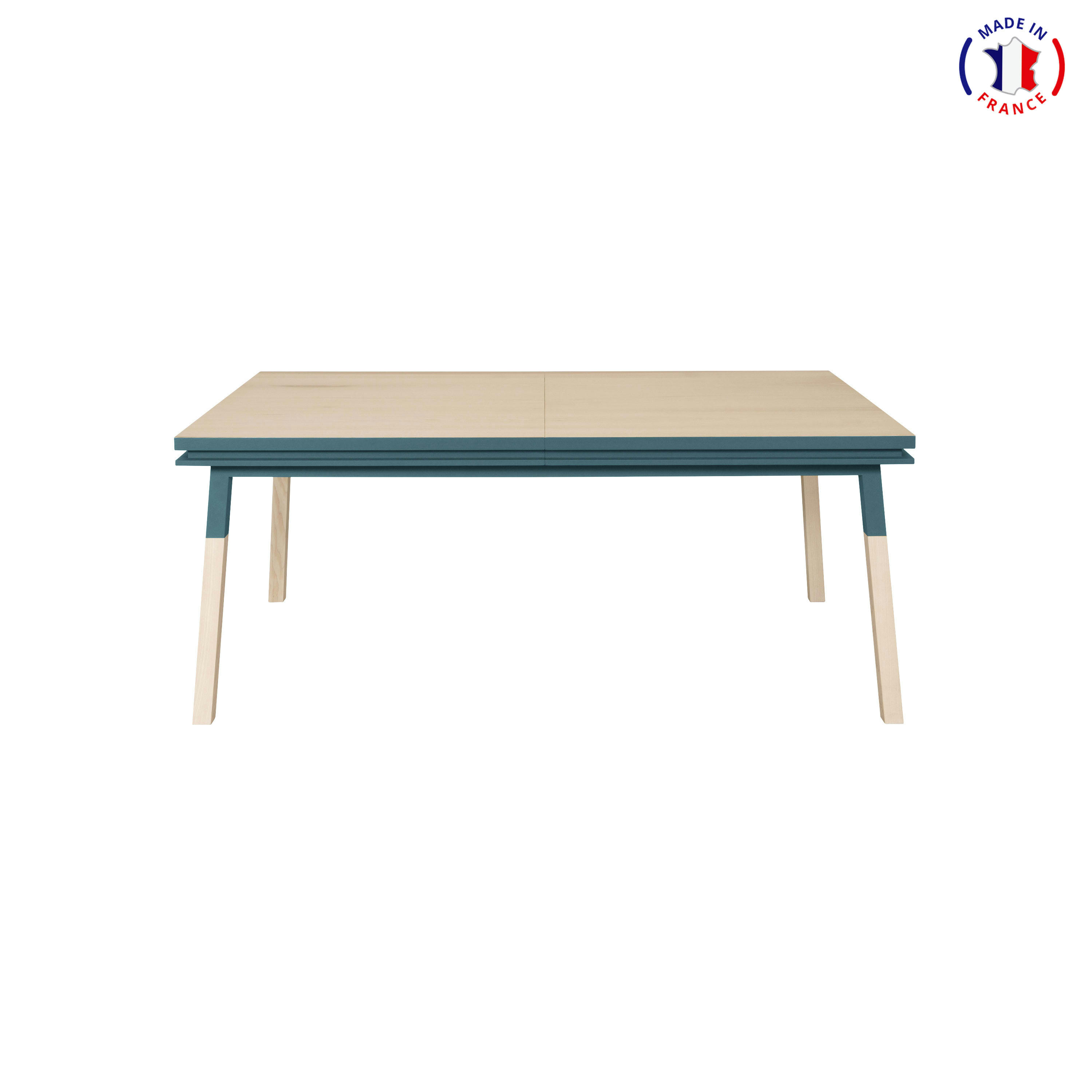 EGEE - Table 180x100 cm en frêne massif, 2 rallonges gris chocolat tanis