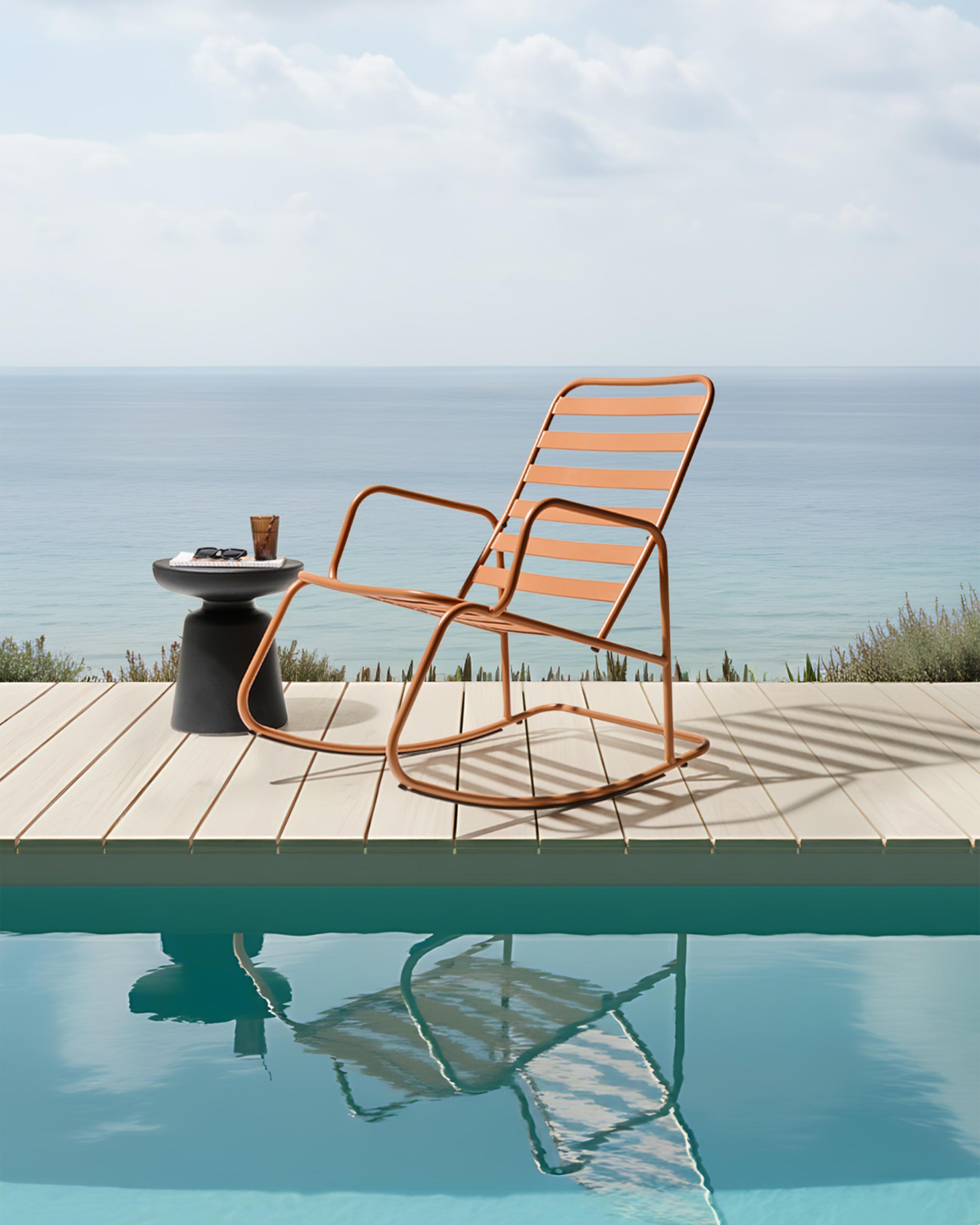 Garden Rocking Chair TURI Metal Golden Brown