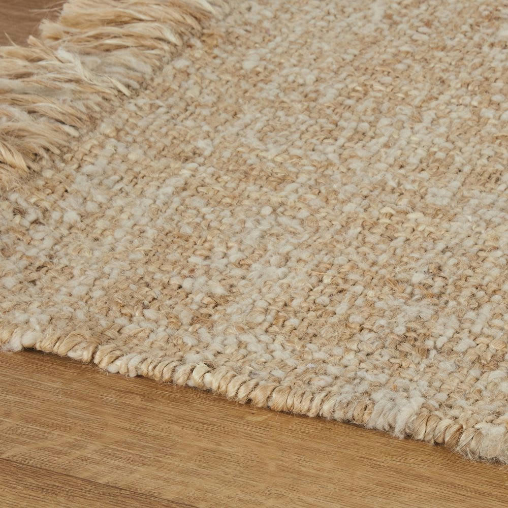 LOUISA - Tapis tissé en laine, jute et coton écru 140x200