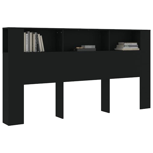 NNEVL Headboard Cabinet Black 200x18.5x104.5 cm