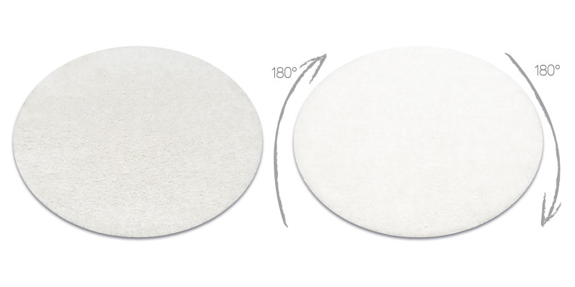Dywan BUENOS 7001 shaggy jednolity, jednokolorowy biały koło 80 cm