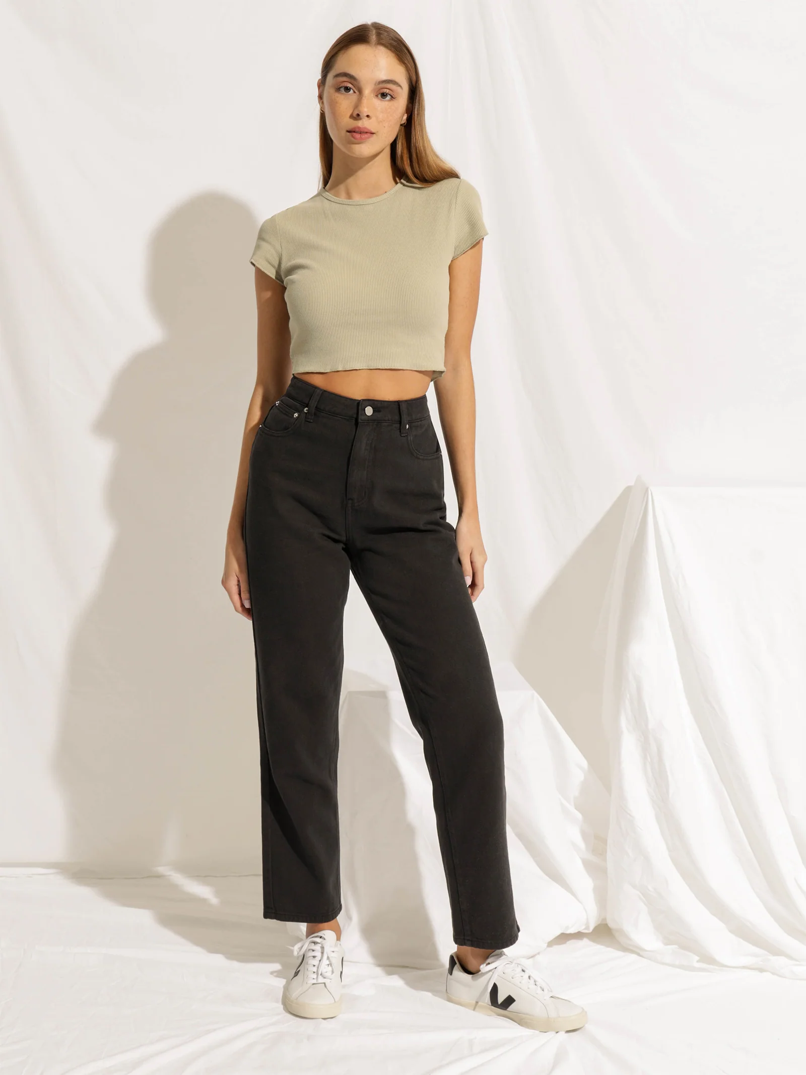 Cameron Basic Waffle Crop T-Shirt