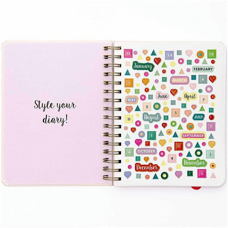 BULLET - Agenda spécial Bullet journal à spirales rose 96 feuilles