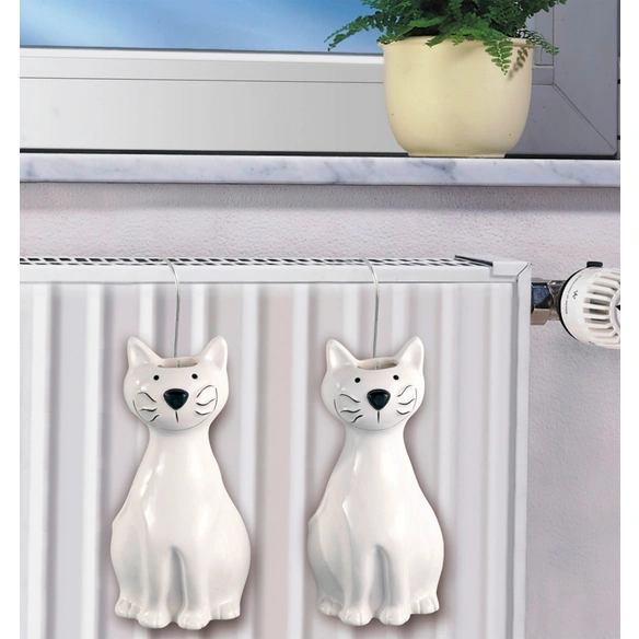 Luftbefeuchter, Katze 2er Set, Keramik, weiß