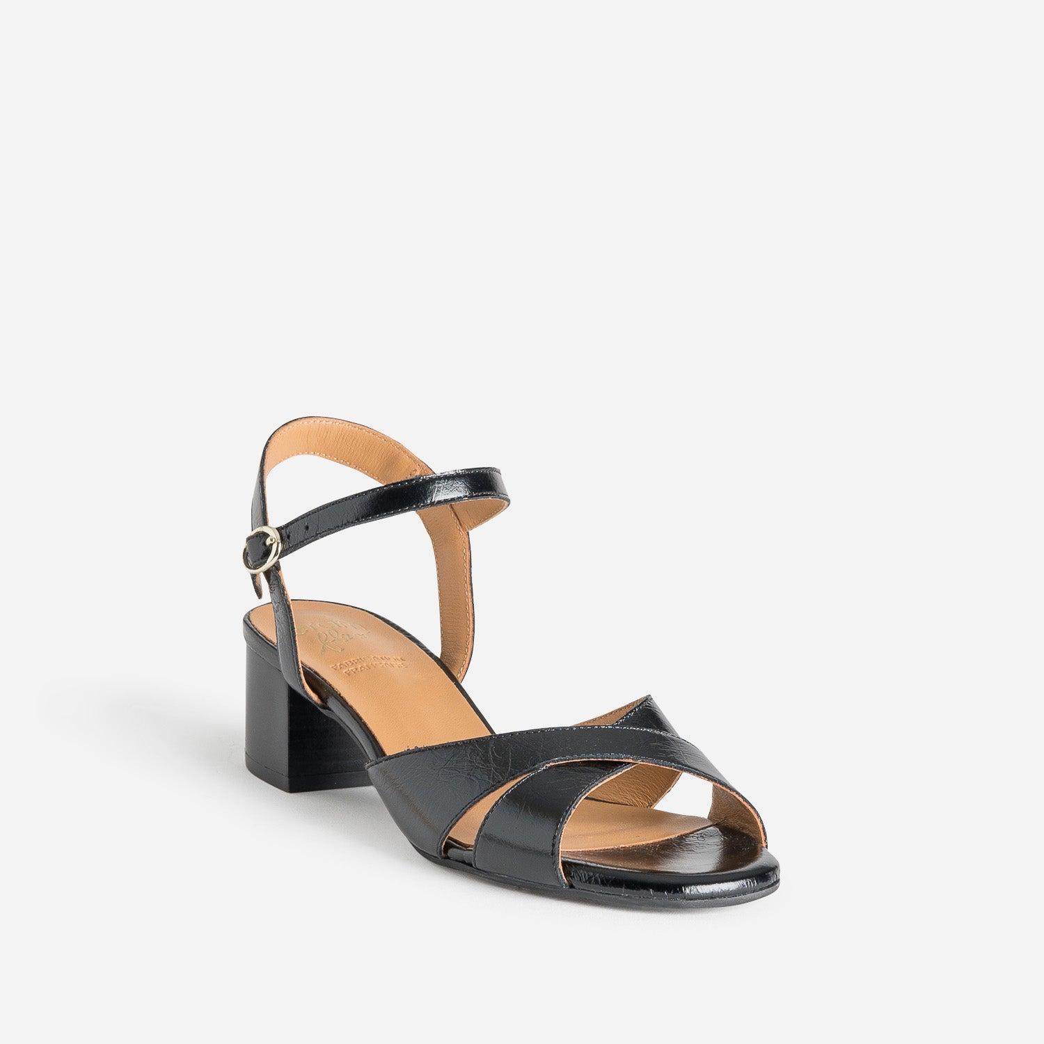 Sandale ERAM FLEX noir cuir verni