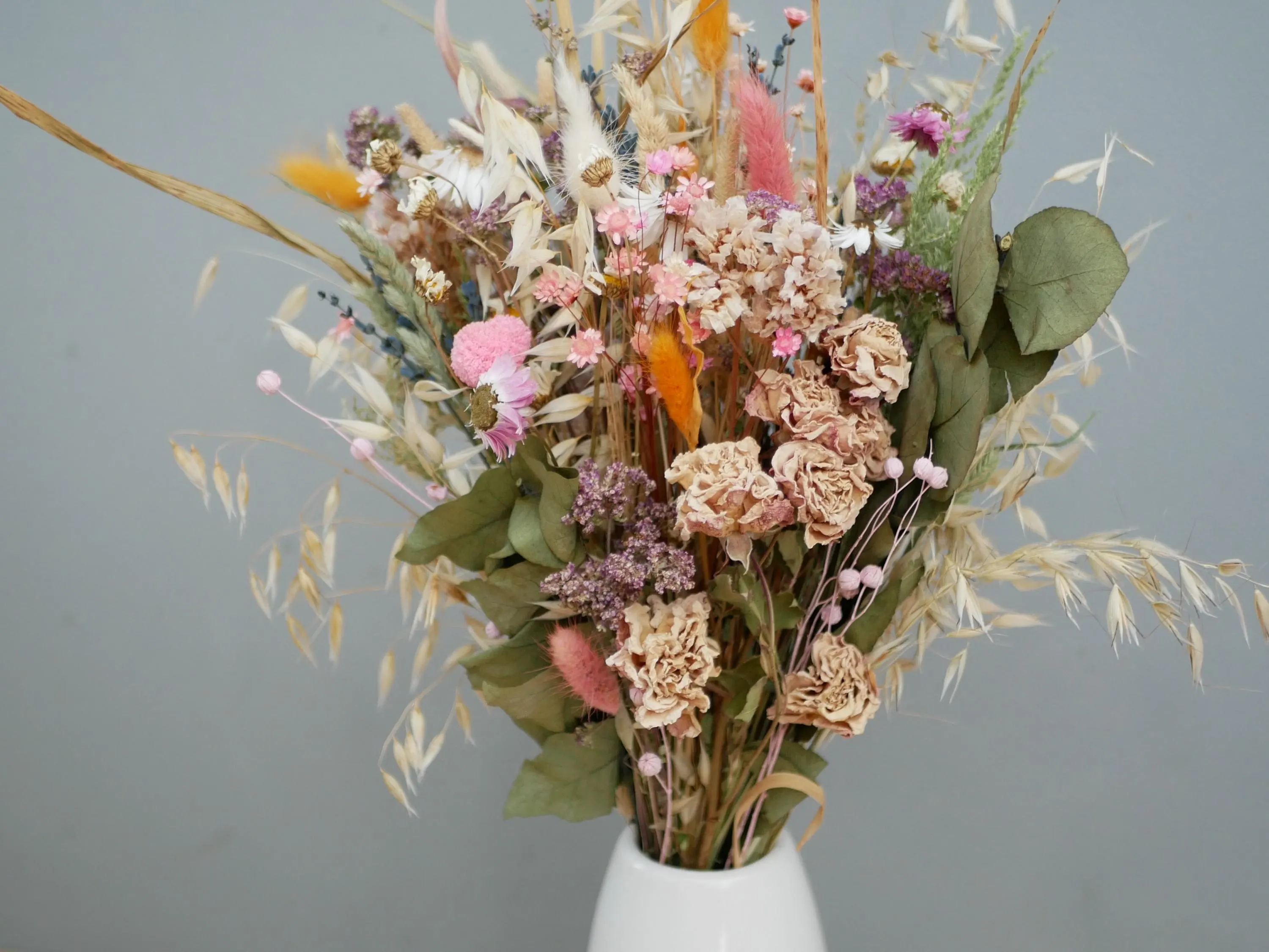 Dried English Meadow Flowers Bouquet – Rustic Country Style Arrangement (40cmx20cm)