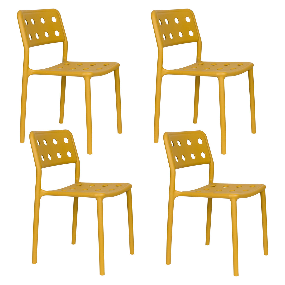 Housecraft Living Serra Tuinstoel/ Eetkamerstoel Kunststof Geel - Set van 4