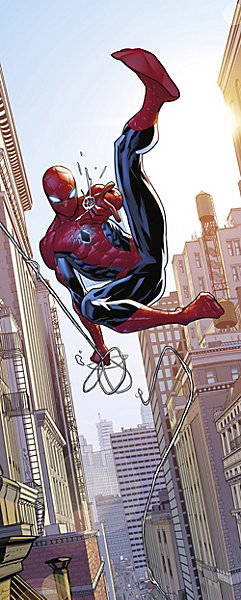 Papier peint panoramique sur intissée de Komar - Marvel Spider-Man Swinging - Taille: 100 x 250 cm
