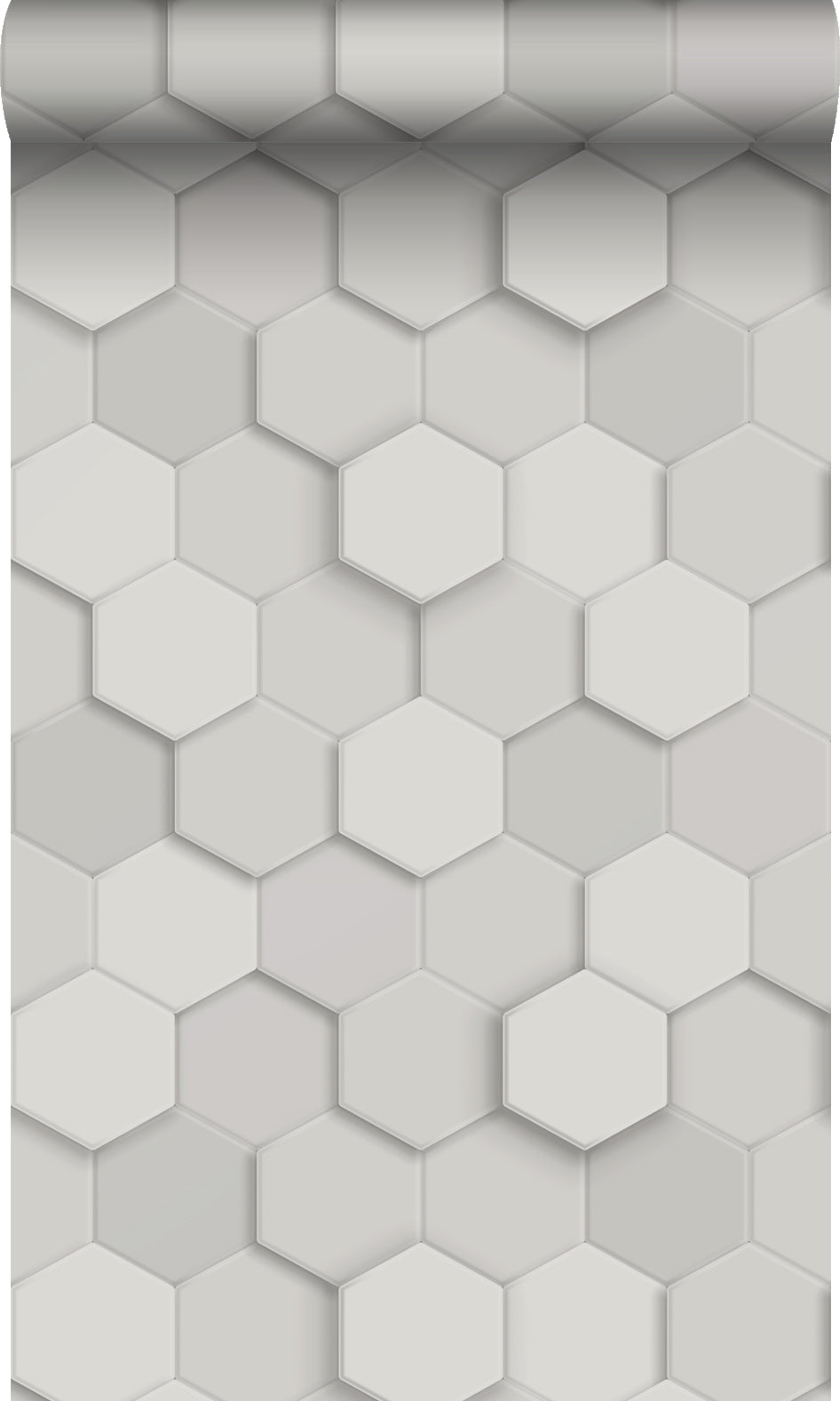 Origin Wallcoverings behang 3d hexagon motief lichtgrijs - 53 cm x 10.05 m - 347850