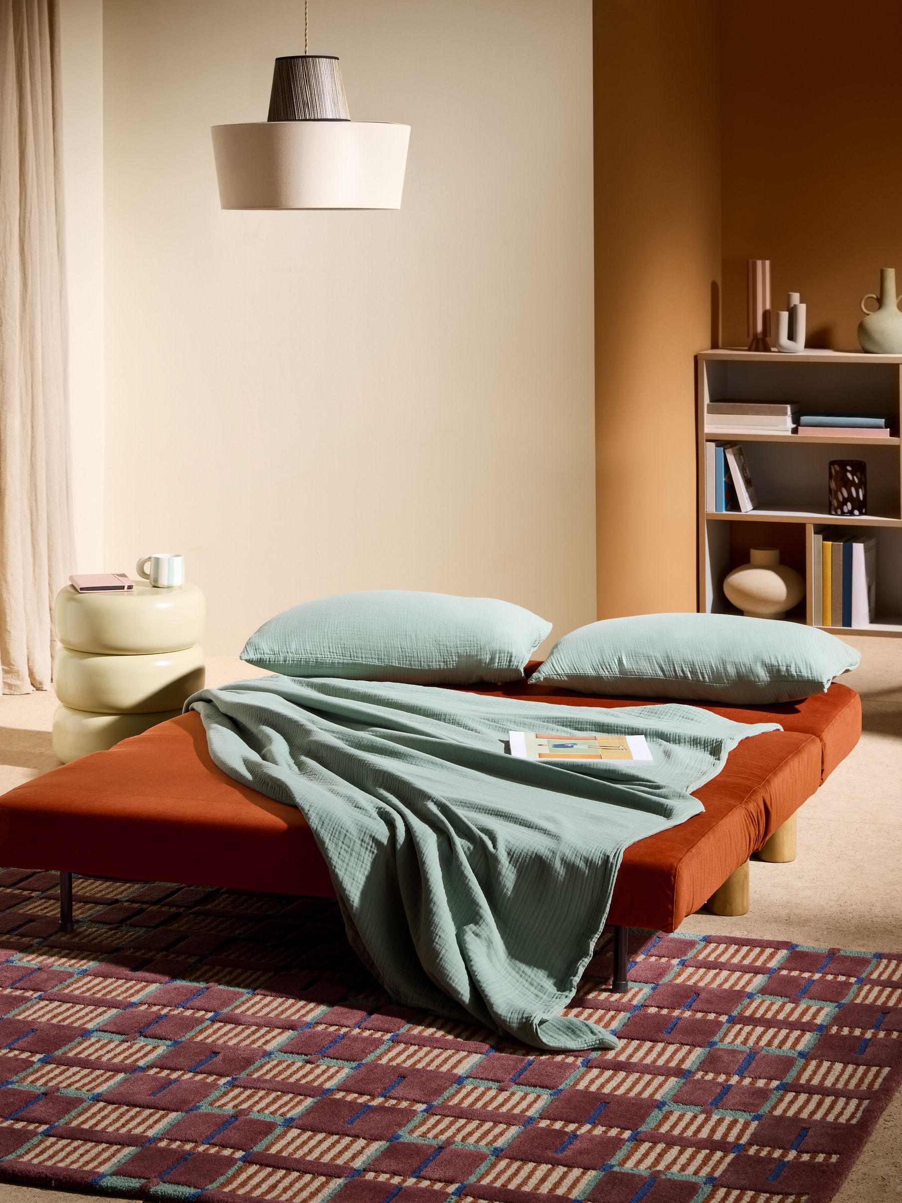 Large Maxton 2 Seater Sofa Bed in Cinnamon Orange Velvet