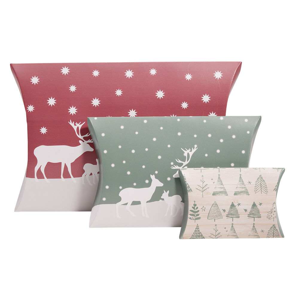 BoÎte cadeau papier recyclé motif No&euml;l x3
