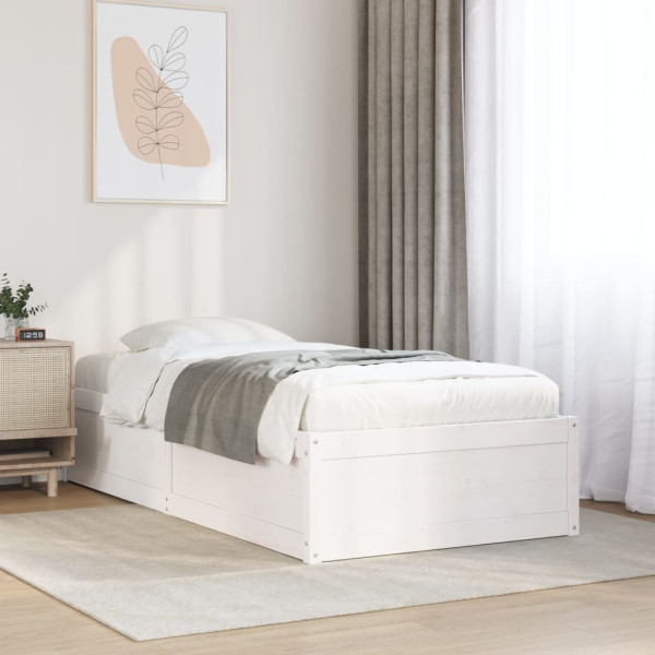 Rama łóżka bez materaca biała 75x190 cm lite drewno sosnowe