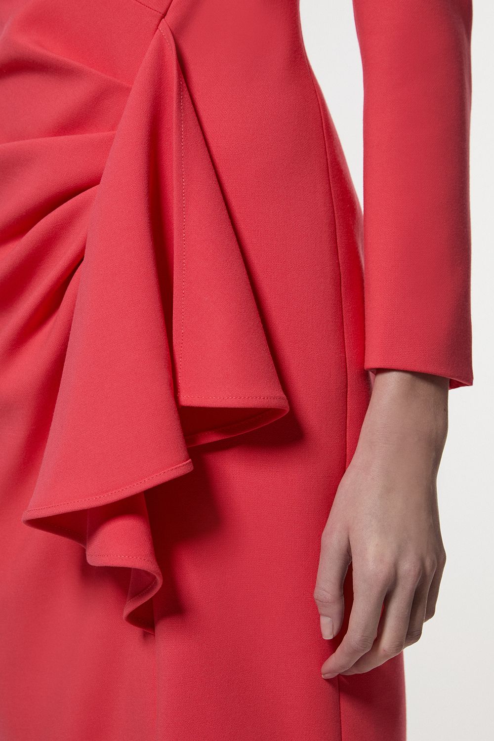KarenMillen Compact Stretch Asymmetric Neckline Draped Midi Dress
