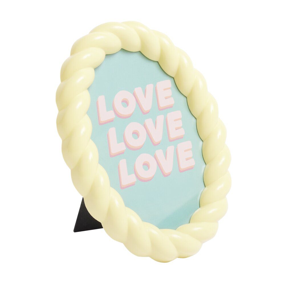 Cadre photo ovale bord torsadé plastique 13x17cm (2 modèles)