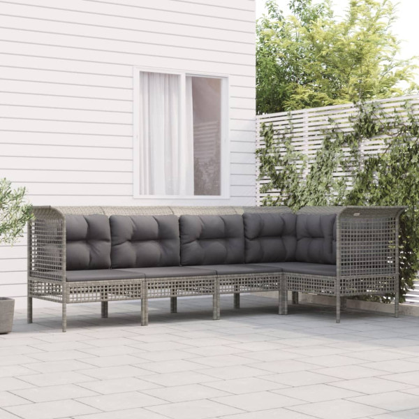 Meble ogrodowe Szary Technorattan 3x hjørne   2x sofa środkowa vidaXL