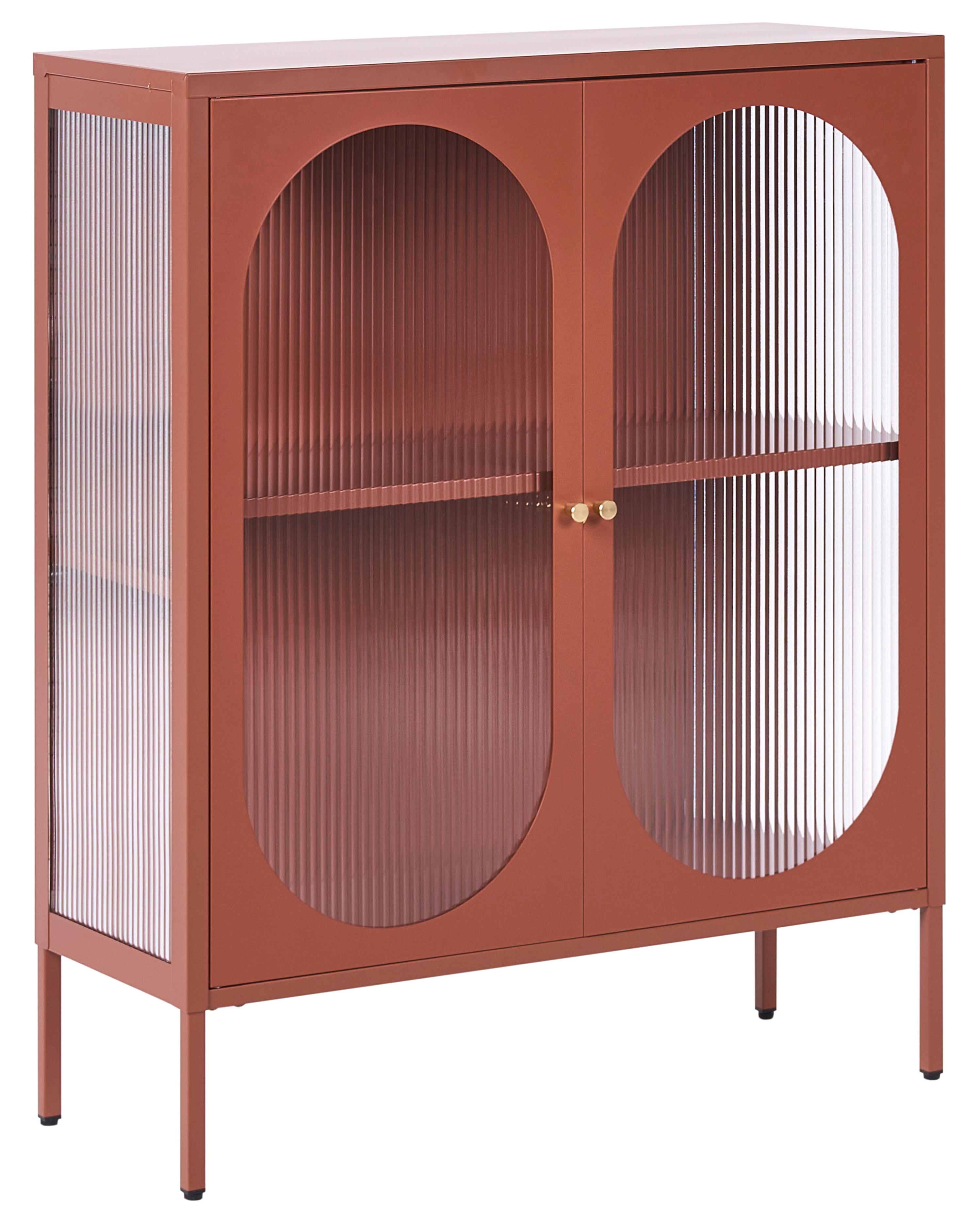 Glass Display Sideboard SARRE Metal 90 cm Golden Brown