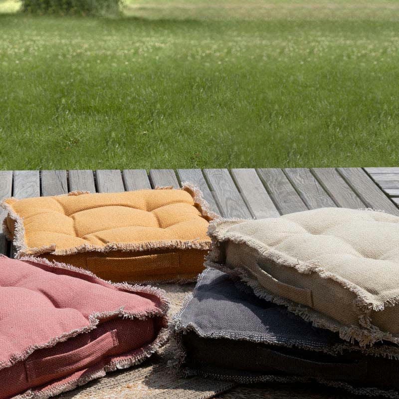 - Coussin de sol en coton 40 x 40 cm gris