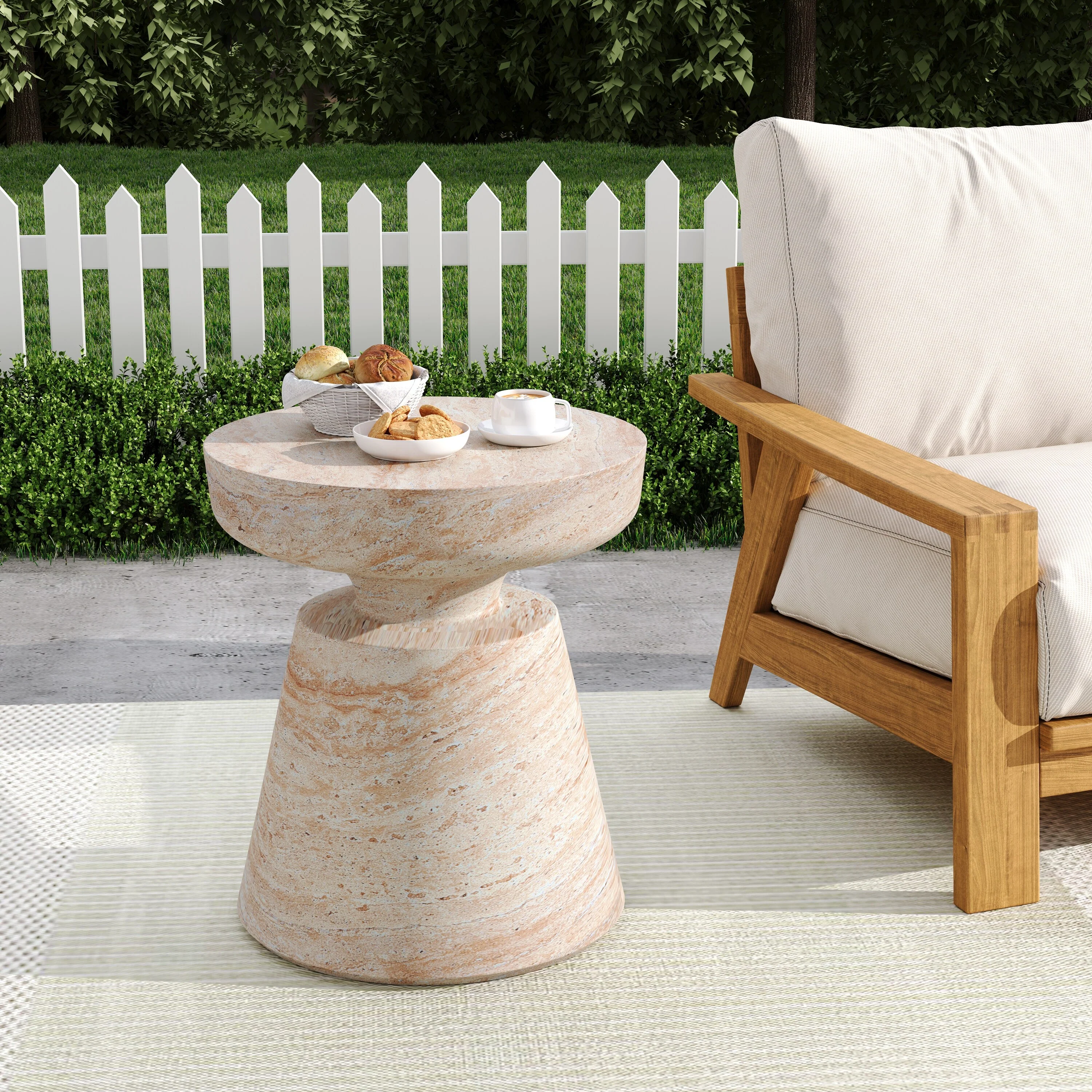 Inez Outdoor Lightweight Concrete Side Table by Christopher Knight Home