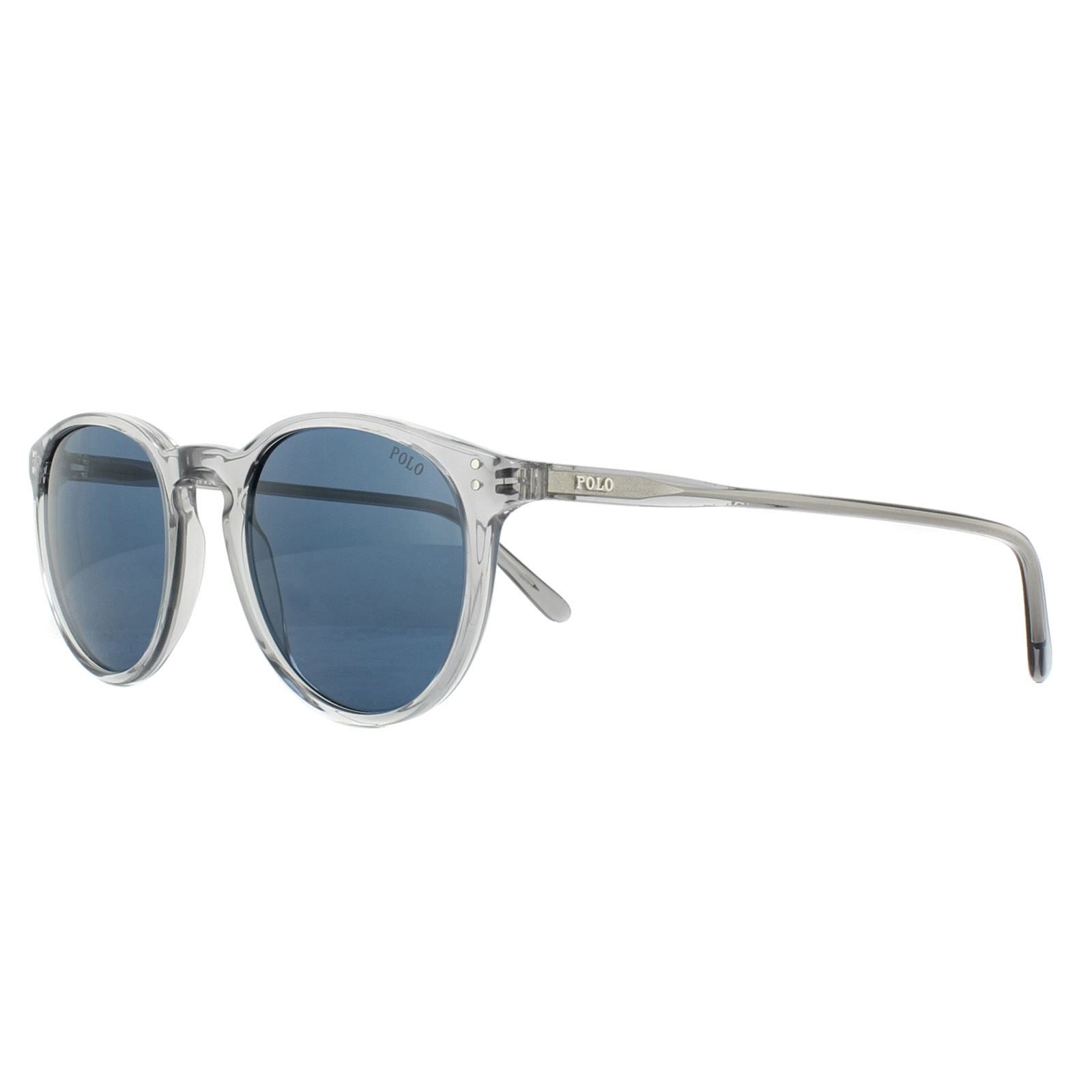 Polo Ralph Lauren Round Shiny Transparent Grey Dark Blue Sunglasses