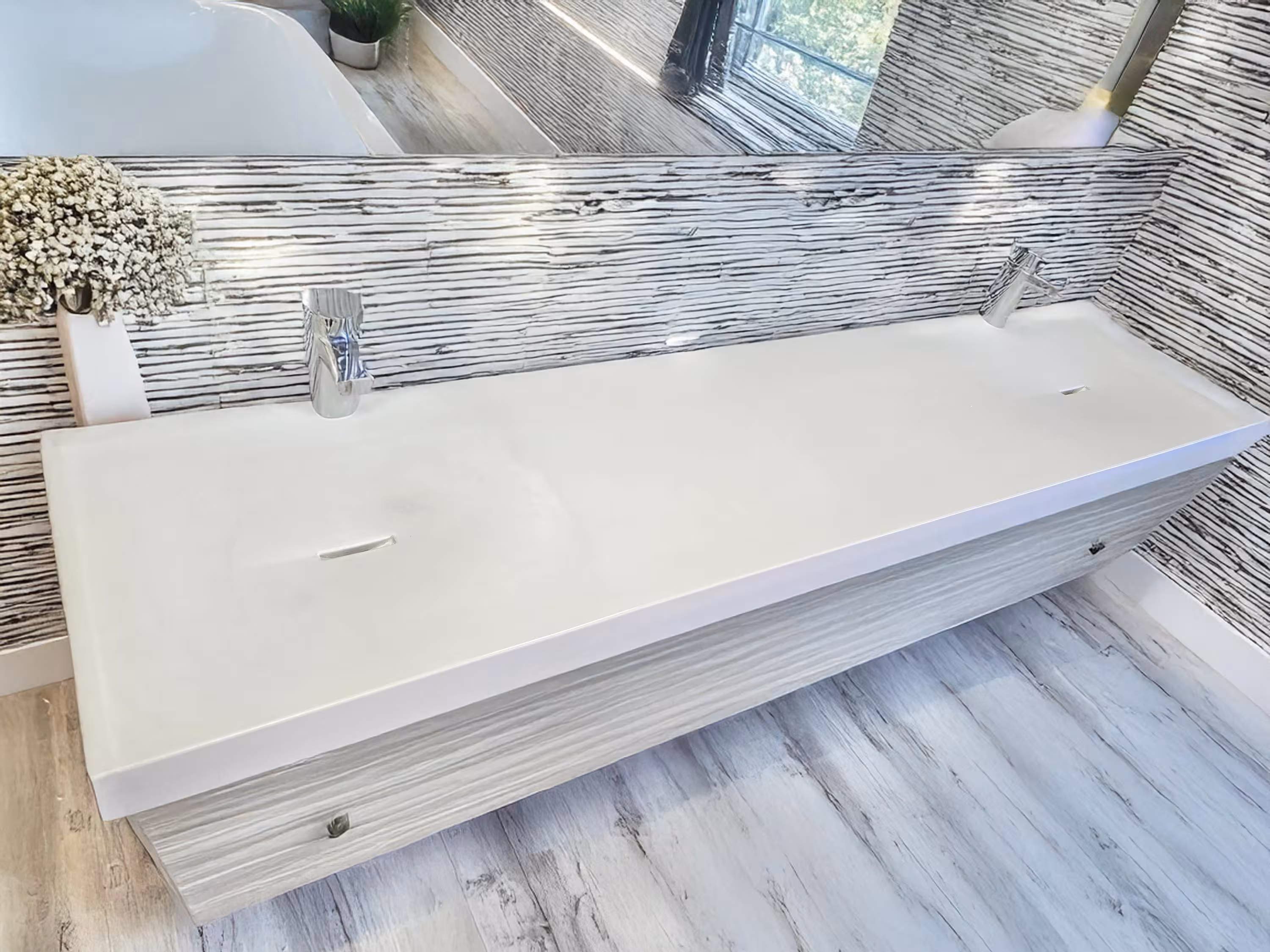 Handcrafted Double Zero-Depth Vanity Sink for Modern Bathroom