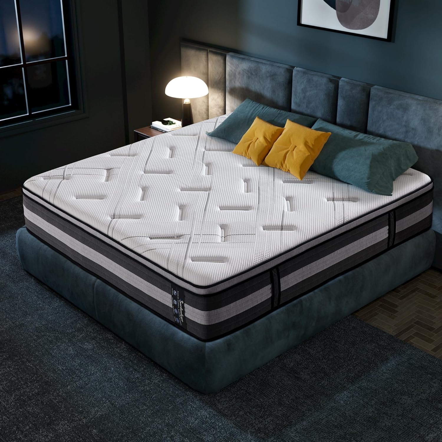 Queen Mattress Medium Soft - 14 Inch Hybrid Mattress with Memory Foam Strong Edge Support 120-night Trial
