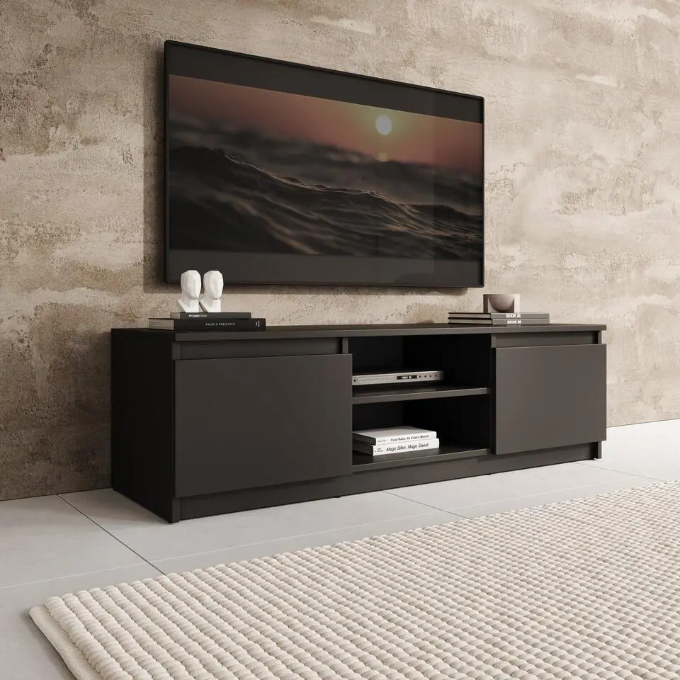 Meubella - TV-Meubel Diaz - Mat Zwart - 120 cm