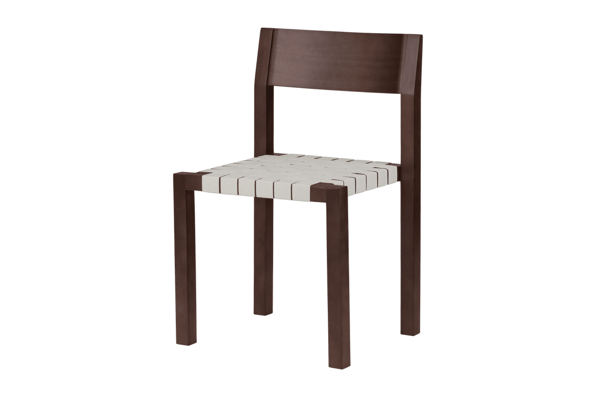 noo.ma Toli Chair - minimalistische eetkamerstoel, massief beukenhout, gevlochten katoenzitting, mat transparant afgewerkt