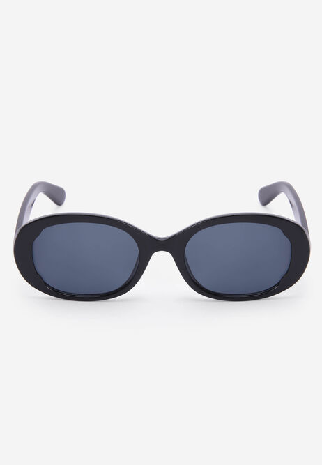 Womens Black Oval Sunglasses