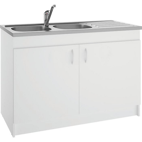 Meuble sous évier S2IM Neova SIM NF S12N02100 - Blanc - Bois - Panneaux de particules