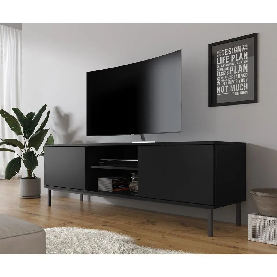 Meubella - TV-Meubel Queen - Mat Zwart - 150 cm