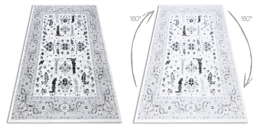 Dywan ARGENT - W7039 Kwiaty szary / czarny133x190 cm