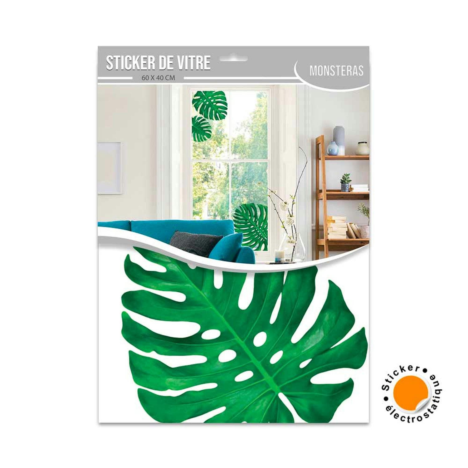 - Sticker de vitre monstera 60 x 40 cm