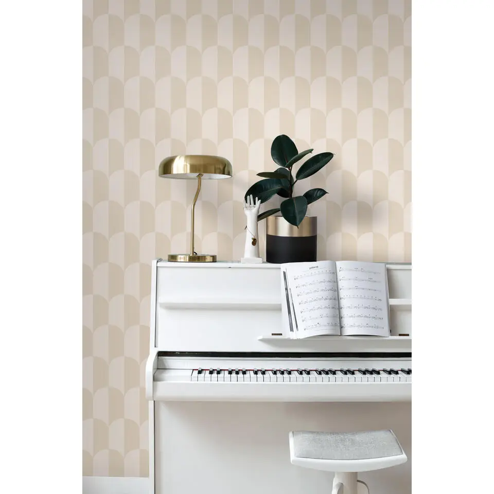 ESTAhome behang art deco bogen beige en zandkleurig - 53 cm x 10.05 m
