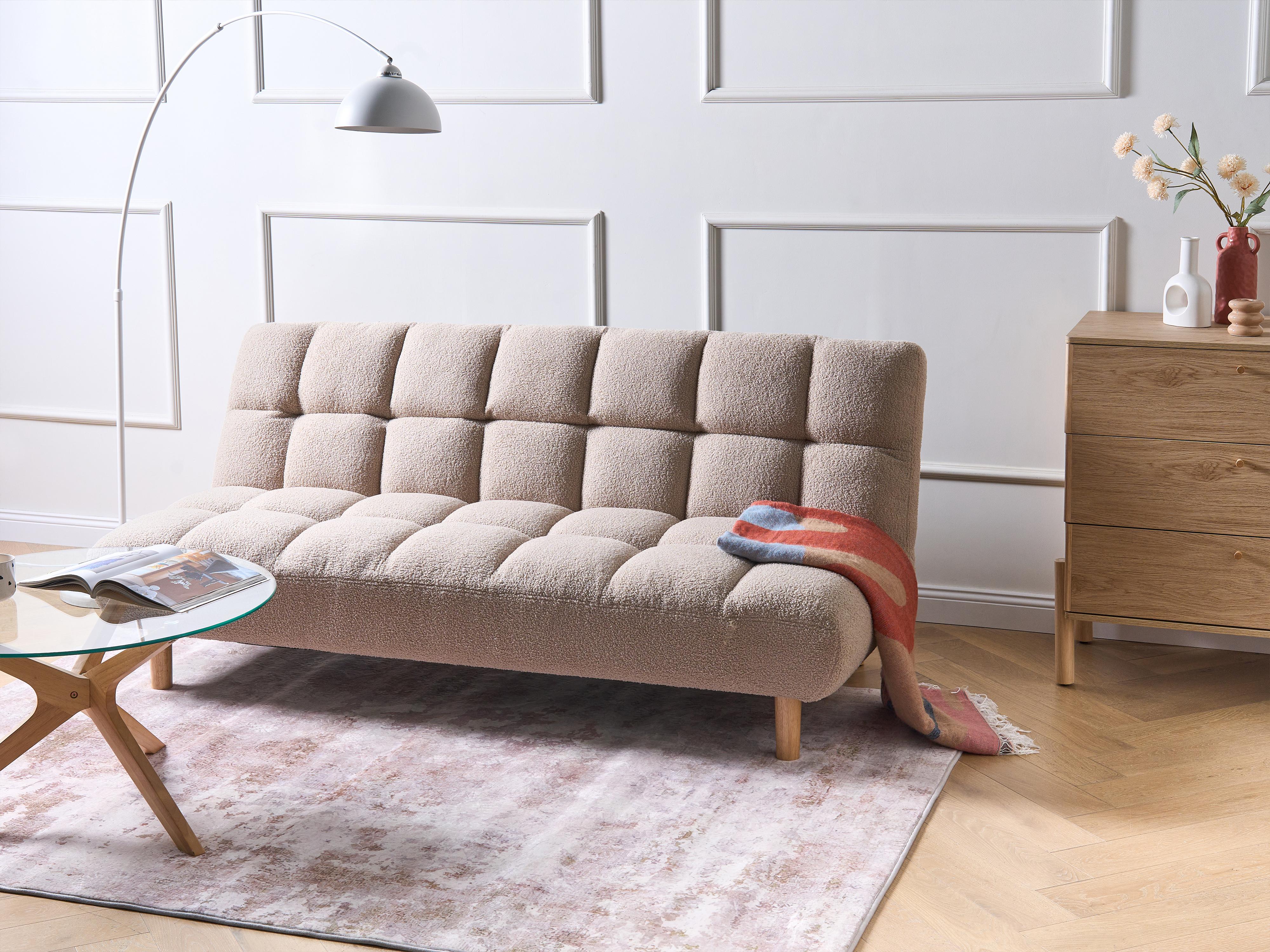 Sofa Bed 2 Seater RISOR Boucle Beige