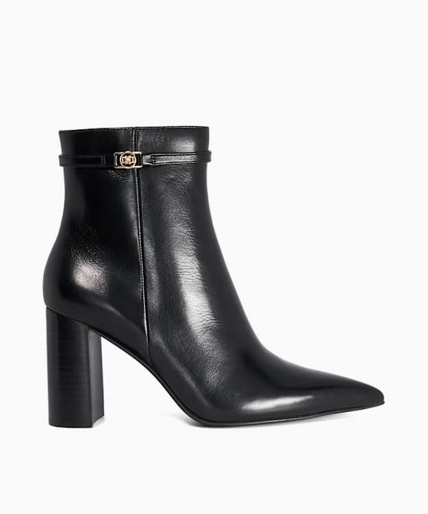 Prettier Black - Leather Heeled Ankle Boots
