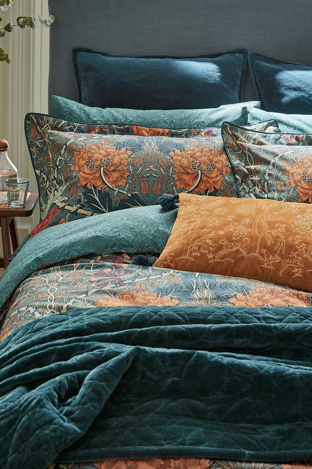 Morris & Co Honeysuckle & Tulip' Cotton Duvet Cover Set