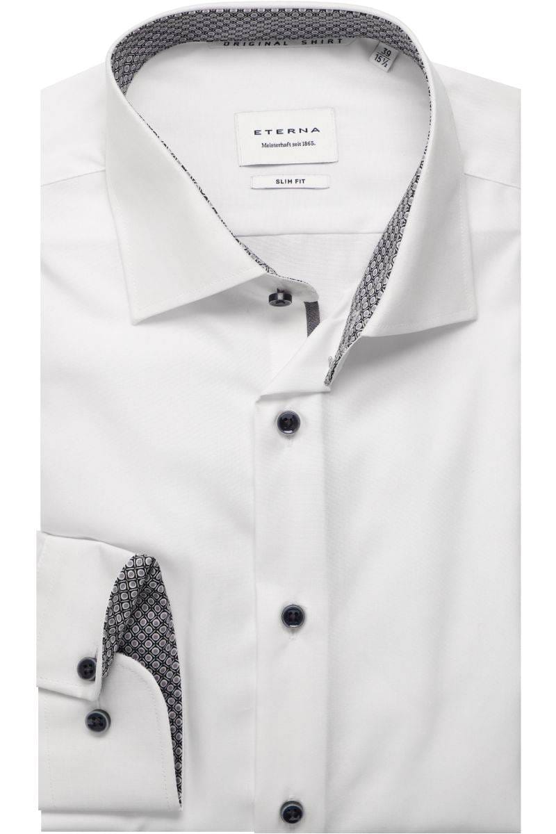ETERNA Slim Fit Hemd weiss, Einfarbig (extra langer Arm)