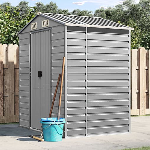 NNEVL Garden Shed Light Grey 191x130x198 cm Galvanised Steel