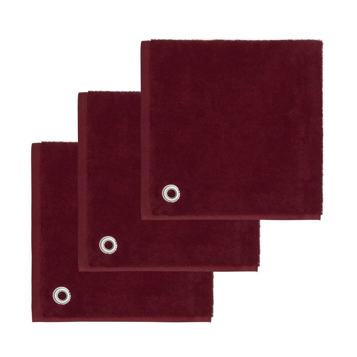 AMAIA - Lot de 3 torchons carrés avec œillet  cardinal 50x50 cm