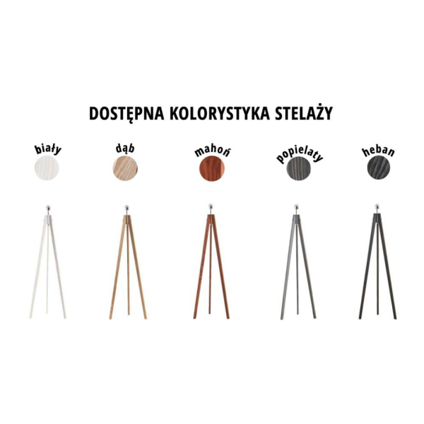 Lampa stojąca ARUBA drewniany trójnóg do salonu Dąb/ Biały
