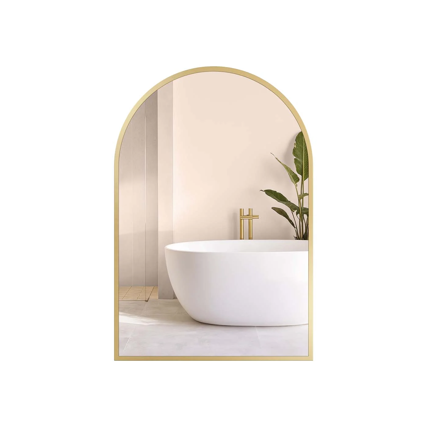Miroir mural arqué avec cadre en aluminium
